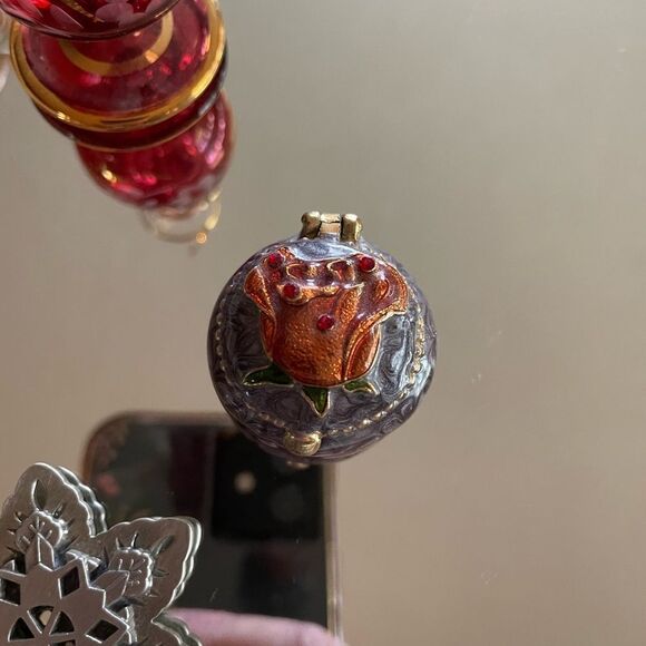 Vintage Enamel Trinket Round Box Vintage Perfume Decanter - Picture 14 of 16